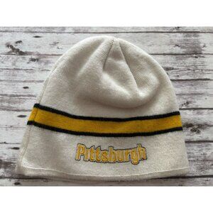Vintage NFL Pittsburgh Steelers Ivory Yellow Knit Beanie Hat Unisex Adult #7